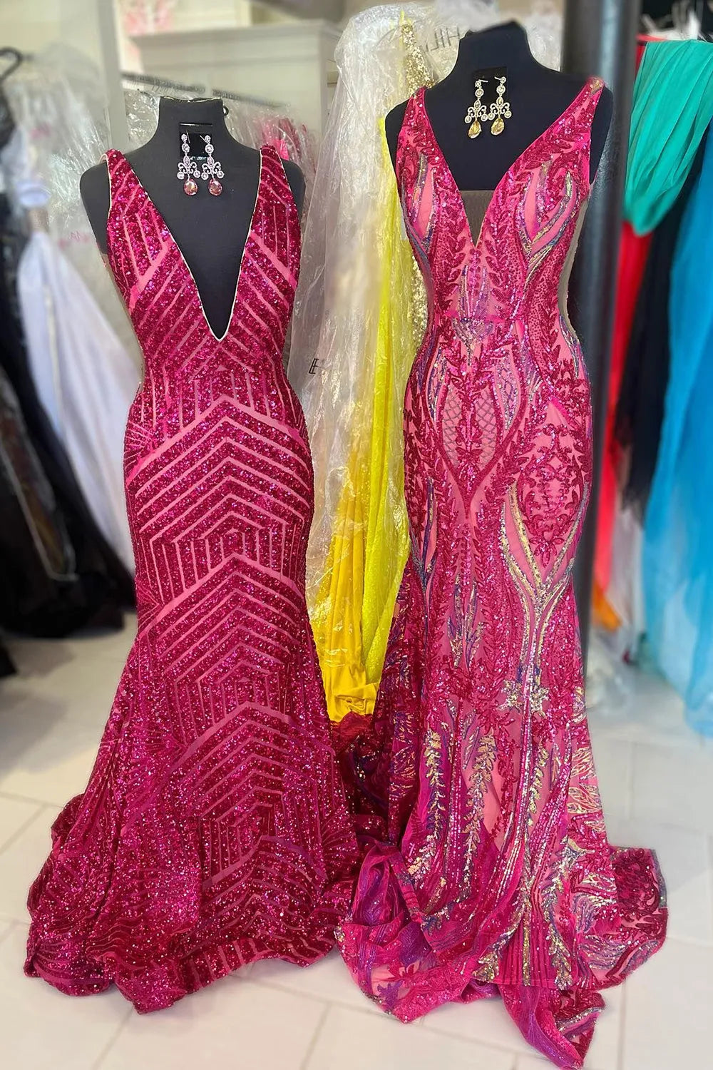 Violet | Sequin Open Back V Neck Mermaid Prom Dress