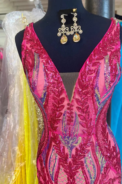 Violet | Sequin Open Back V Neck Mermaid Prom Dress
