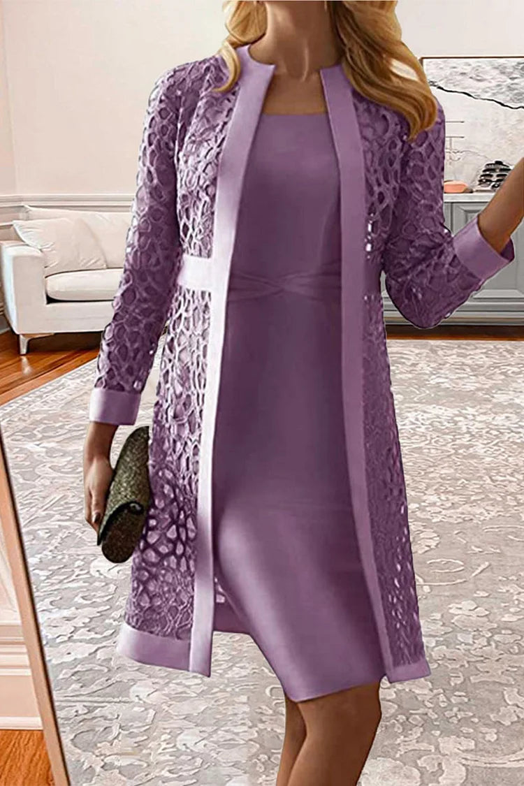 Morgan | Lace Coat Two Piece Wedding Guest Dress