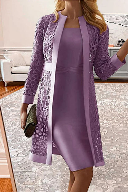 Morgan | Lace Coat Two Piece Wedding Guest Dress