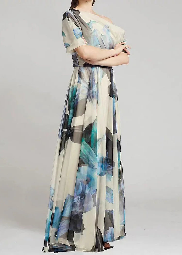 Jasmine | Floral One Shoulder Long Maxi Dress