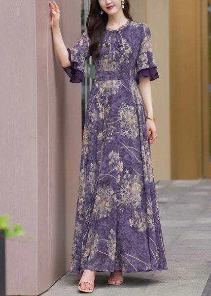 Iris | Floral Ruffle Sleeve Maxi Summer Dress