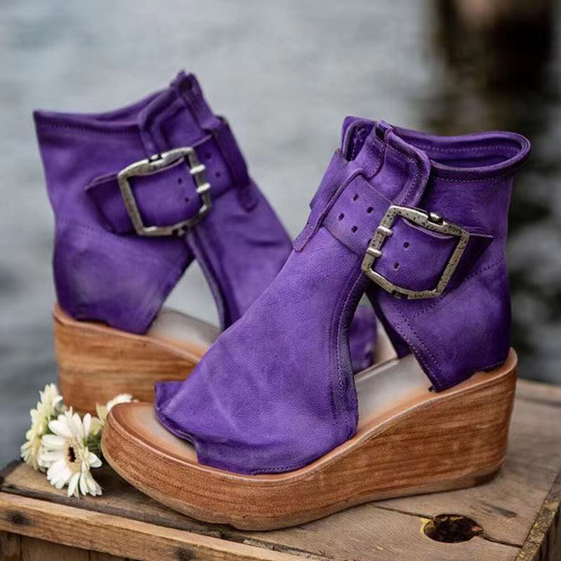 Romy | Double Buckle Platform Wedge Sandals
