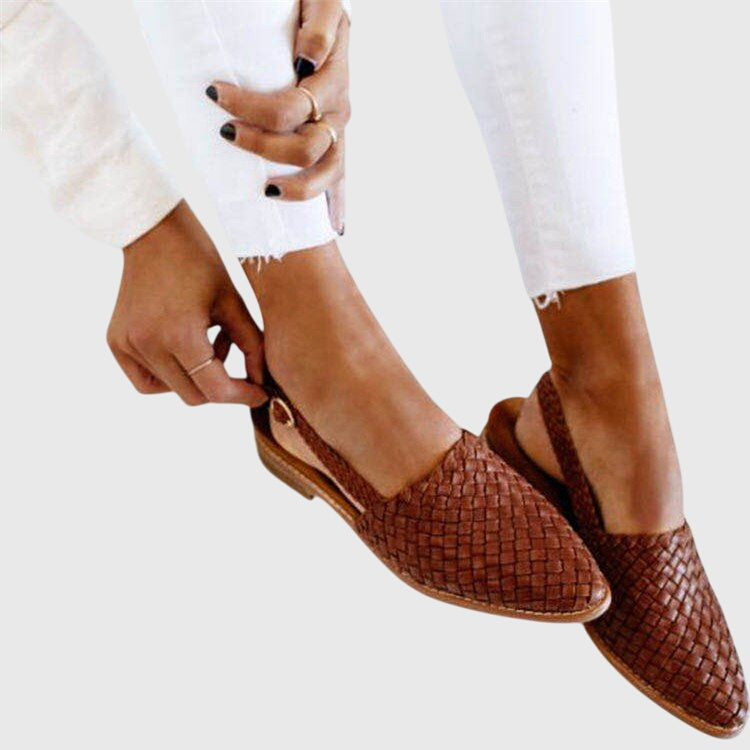 Blair | Woven Pointed Toe Flat Comfort Sandals