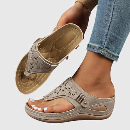 Lila | Cutout Upper Wedge Comfort Thong Sandals