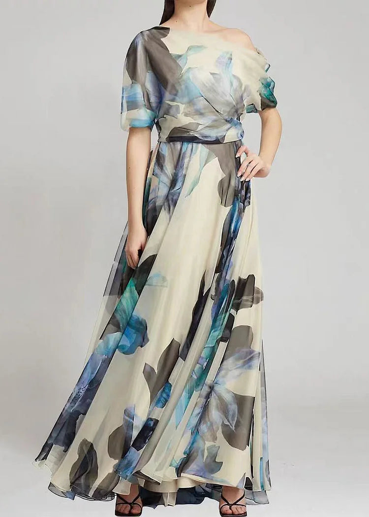 Jasmine | Floral One Shoulder Long Maxi Dress