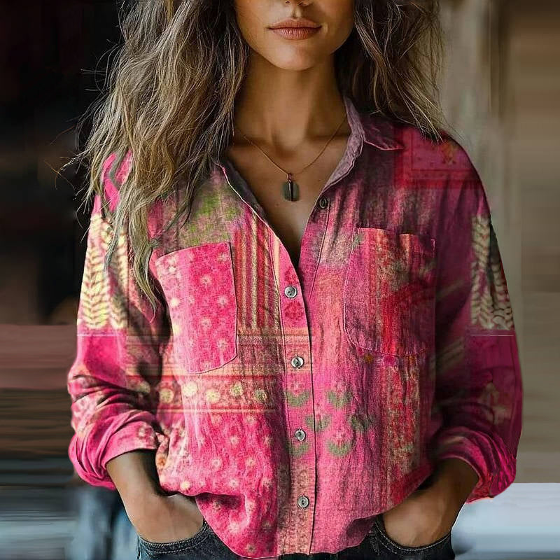 Aria | Vintage Floral Patchwork Boho Blouse