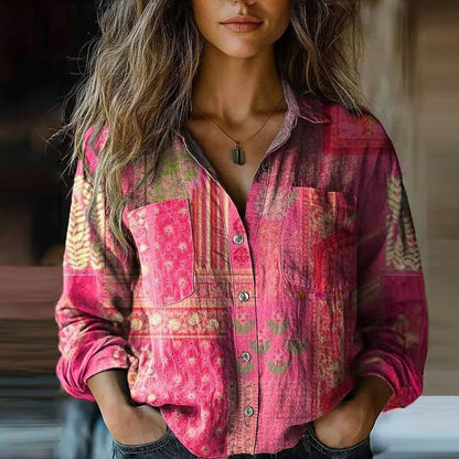 Aria | Vintage Floral Patchwork Boho Blouse