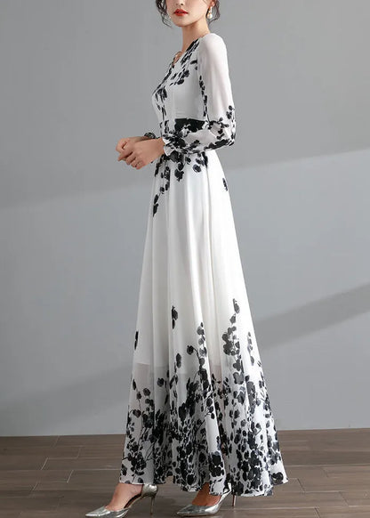 Belle | Black Floral Chiffon Maxi Summer Wedding Guest Dress