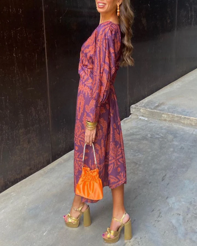 Camille | Floral Wrap Boho Wedding Guest Midi Dress