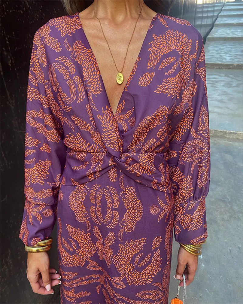Camille | Floral Wrap Boho Wedding Guest Midi Dress