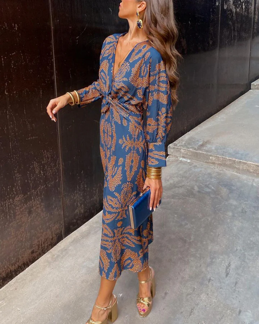 Camille | Floral Wrap Boho Wedding Guest Midi Dress