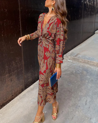 Camille | Floral Wrap Boho Wedding Guest Midi Dress