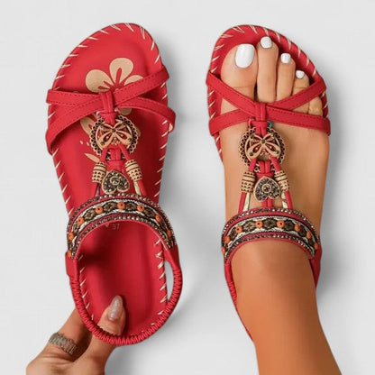 Zuri | Beaded Boho Charm Flat Comfort Toe Sandals
