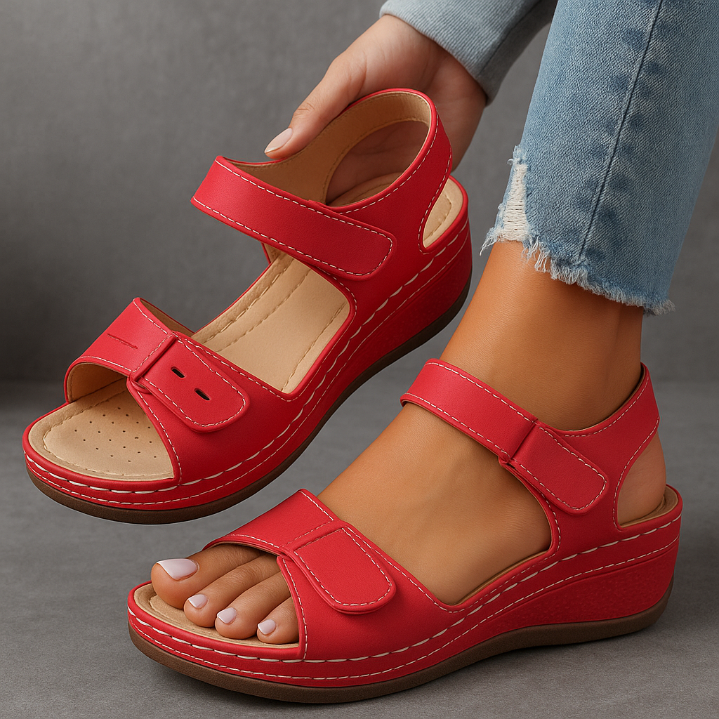 Nina | Velcro Strap Wedge Comfort Sandals