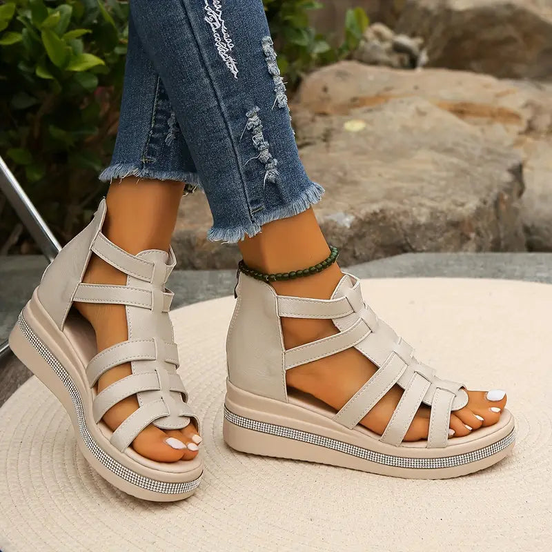 Gina | Rhinestone Comfort Platform Sandals