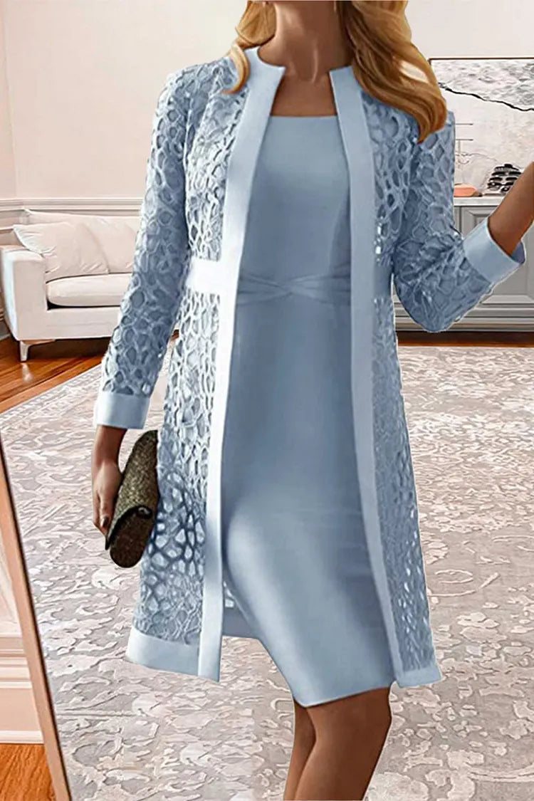 Morgan | Lace Coat Two Piece Wedding Guest Dress