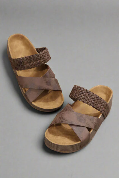 Amber | Woven Strap Platform Slide Sandals