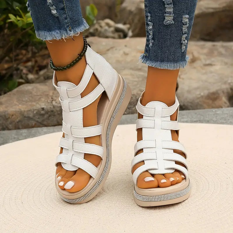 Gina | Rhinestone Comfort Platform Sandals