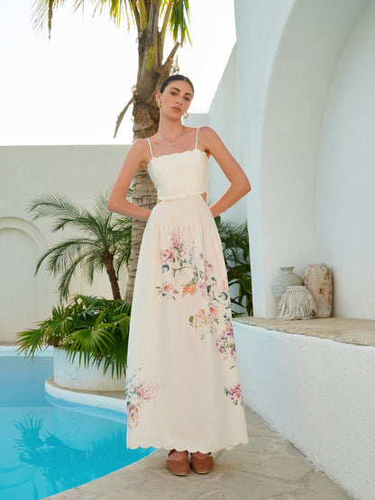 Cara | Floral Cutout Scallop Maxi Vacation Dress