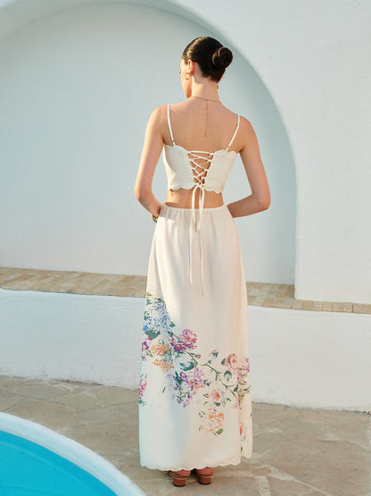 Cara | Floral Cutout Scallop Maxi Vacation Dress