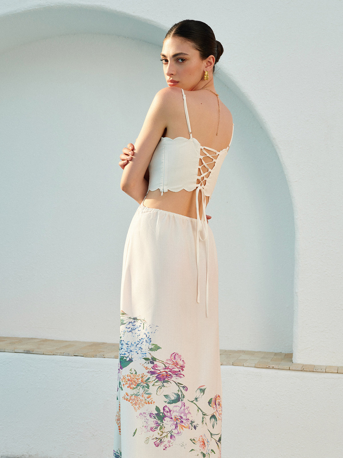 Cara | Floral Cutout Scallop Maxi Vacation Dress