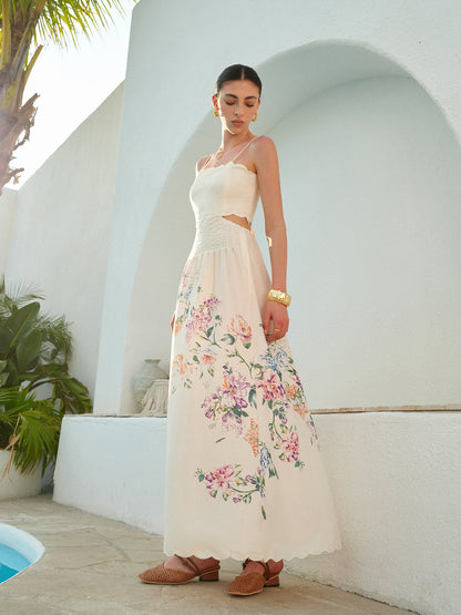 Cara | Floral Cutout Scallop Maxi Vacation Dress