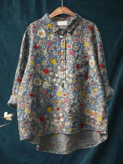 Hazel | Printed Button Up Boho Blouse