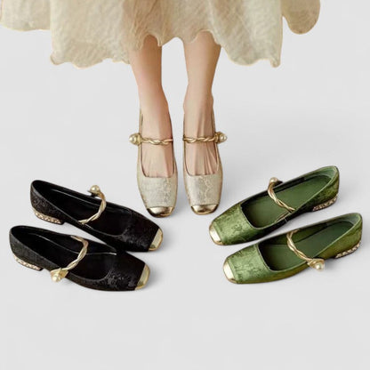 Gem | Pearl Chain Strap Comfortable Mary Jane Shoes