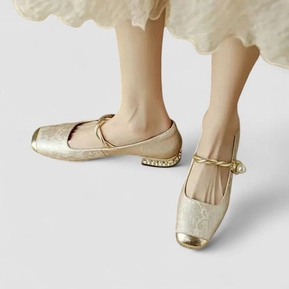 Gem | Pearl Chain Strap Comfortable Mary Jane Shoes