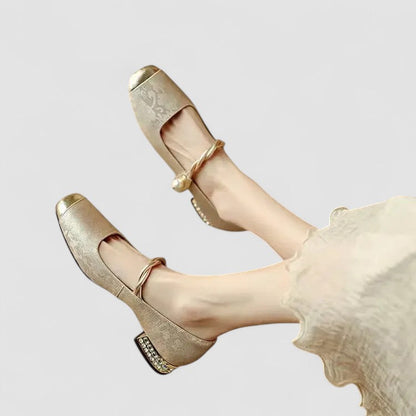 Gem | Pearl Chain Strap Comfortable Mary Jane Shoes