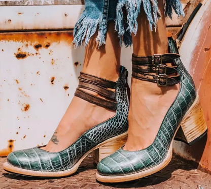 Lena | Comfortable Triple Buckle Block Heeled Sandals