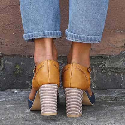 Vera | Two Tone T-Bar Block Heels