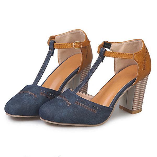 Vera | Two Tone T-Bar Block Heels