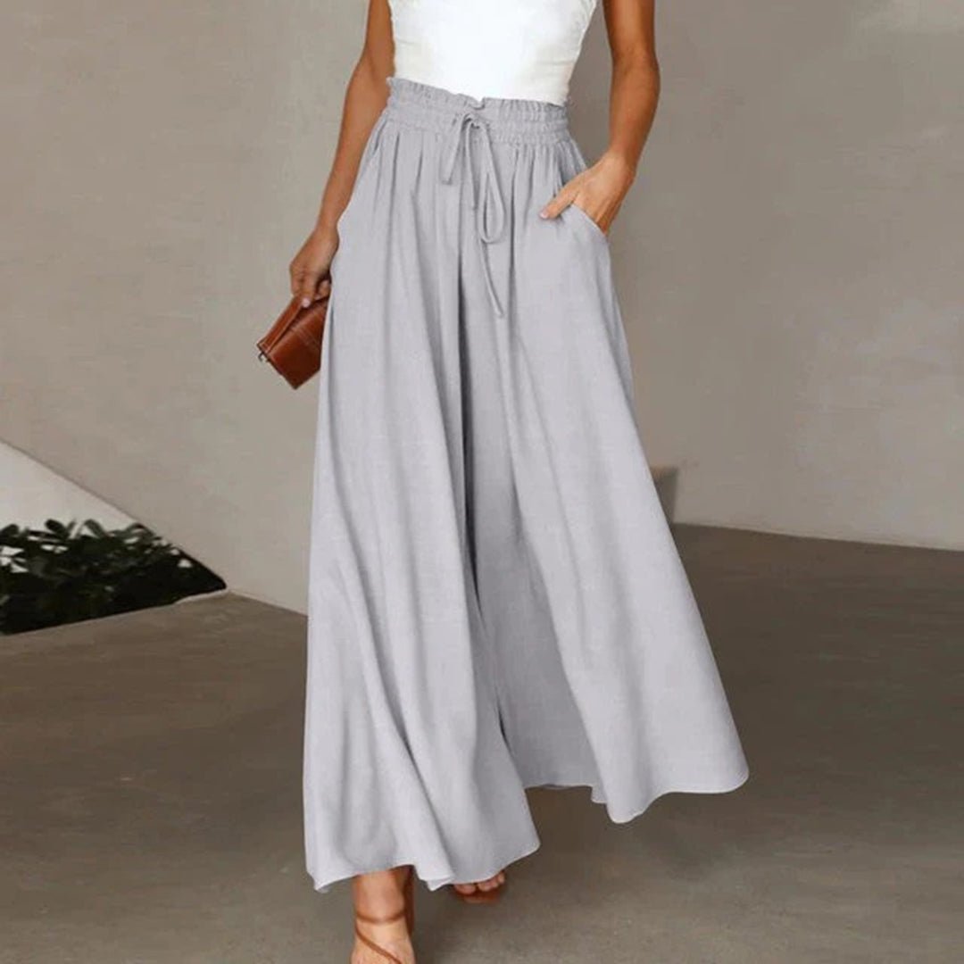 Rowe | Drawstring A-Line High Waist Wide Leg Linen Pants