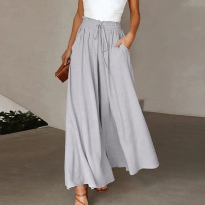 Rowe | Drawstring A-Line High Waist Wide Leg Linen Pants