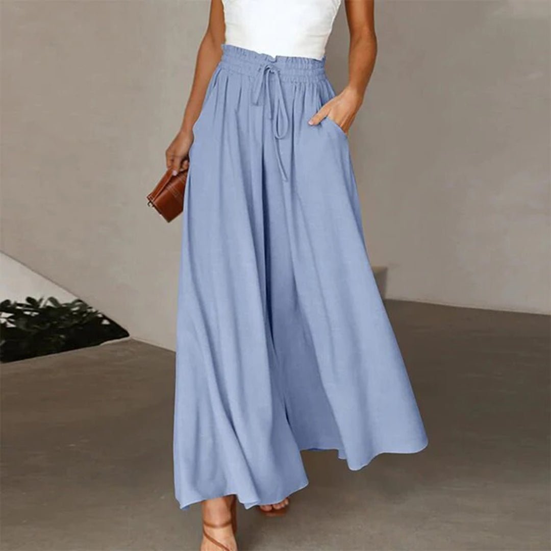Rowe | Drawstring A-Line High Waist Wide Leg Linen Pants