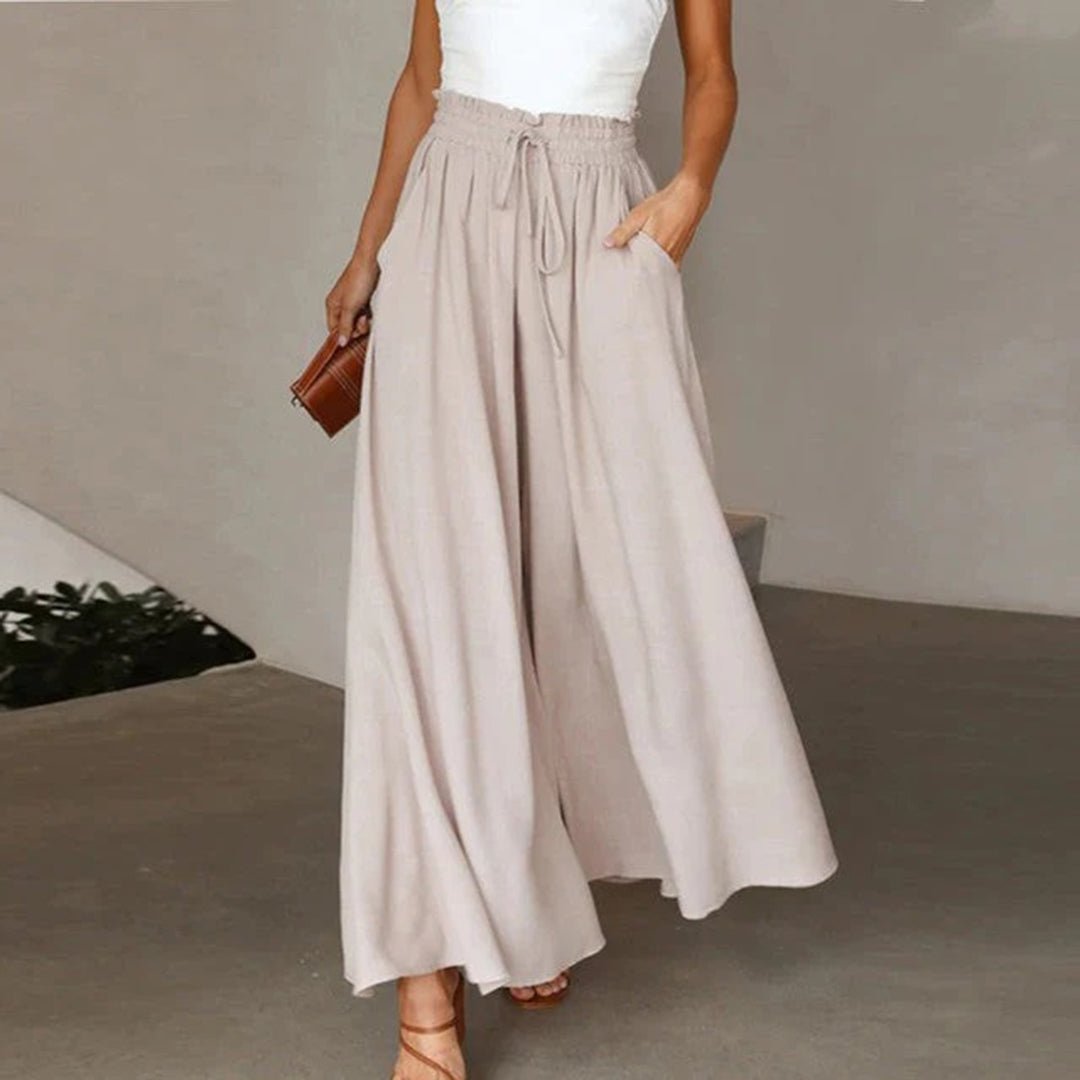 Rowe | Drawstring A-Line High Waist Wide Leg Linen Pants