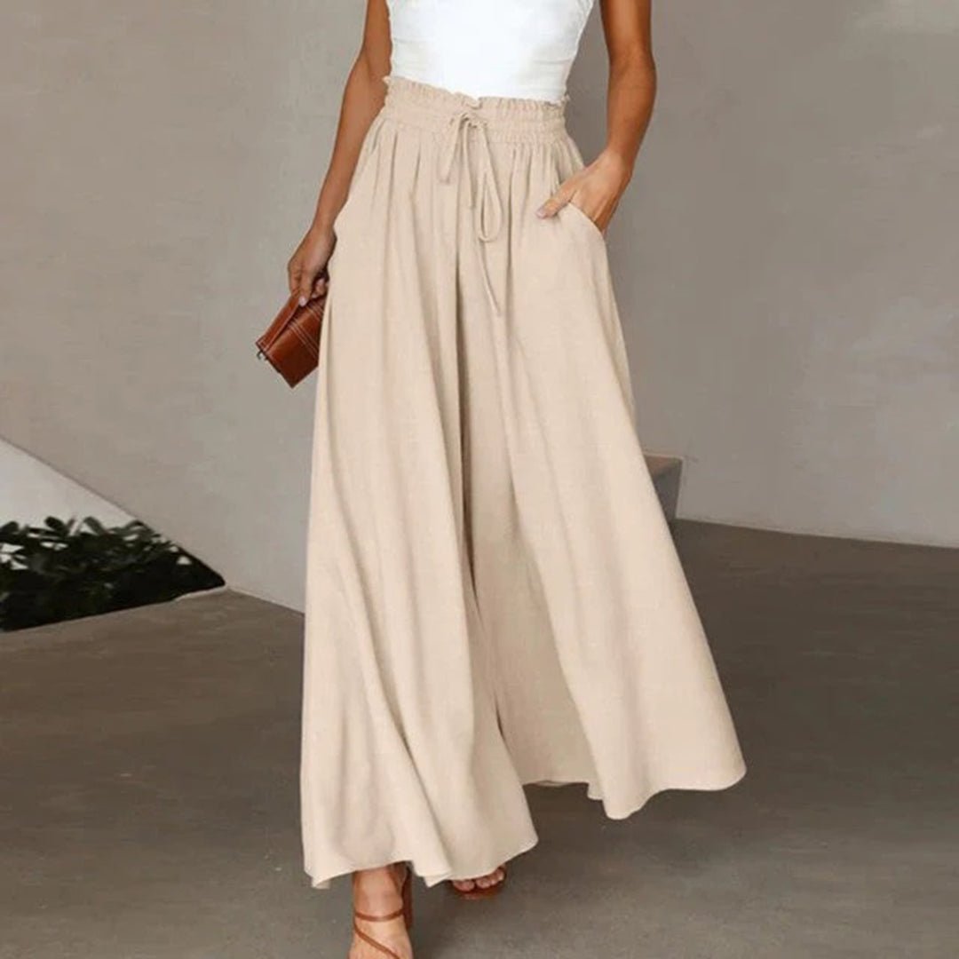 Rowe | Drawstring A-Line High Waist Wide Leg Linen Pants