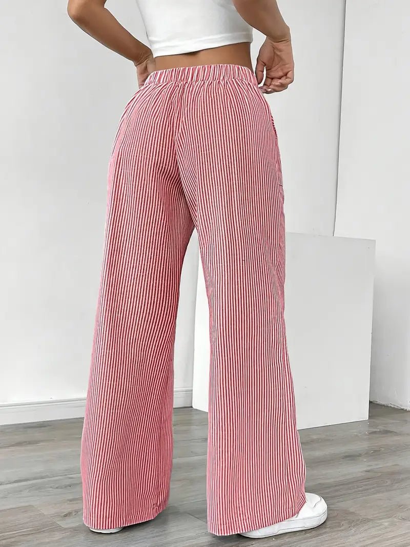Elin | Striped Drawstring Wide Leg Linen Pants
