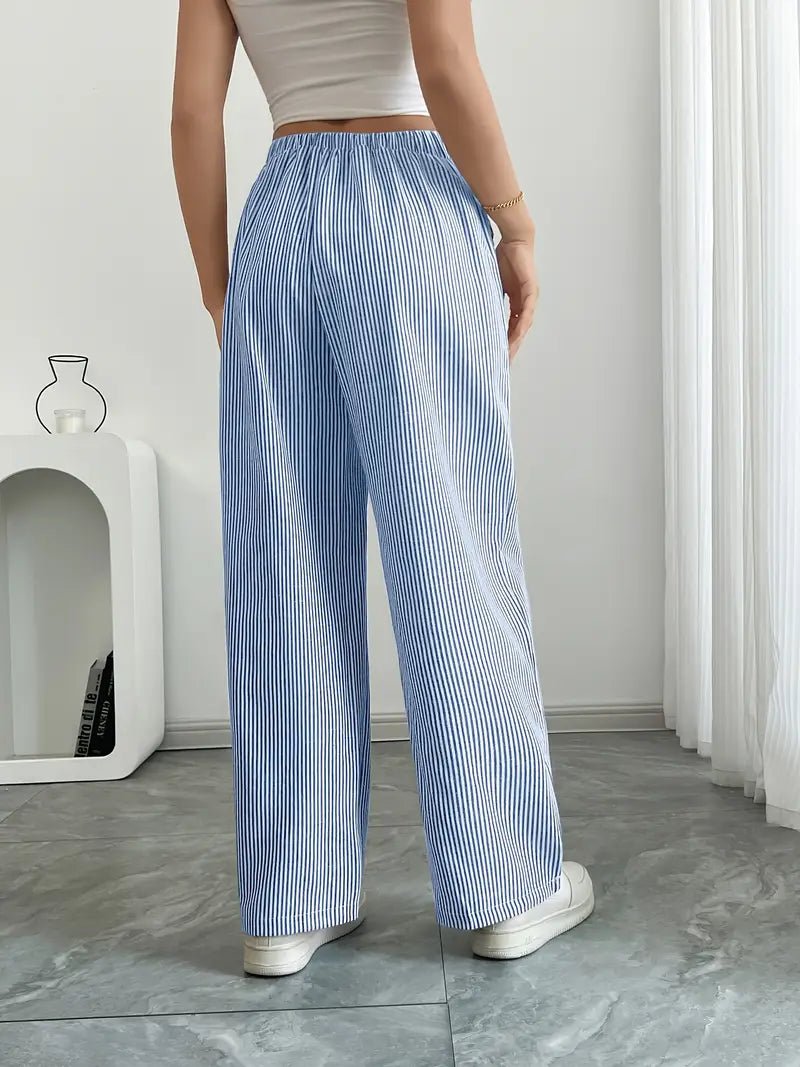 Elin | Striped Drawstring Wide Leg Linen Pants