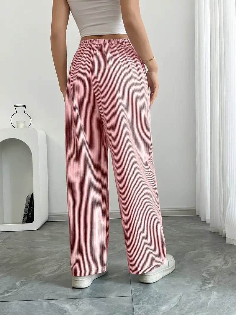 Elin | Striped Drawstring Wide Leg Linen Pants