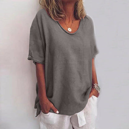 Ruby | Oversized V Neck Relaxed Summer Blouse