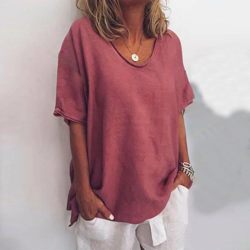 Ruby | Oversized V Neck Relaxed Summer Blouse
