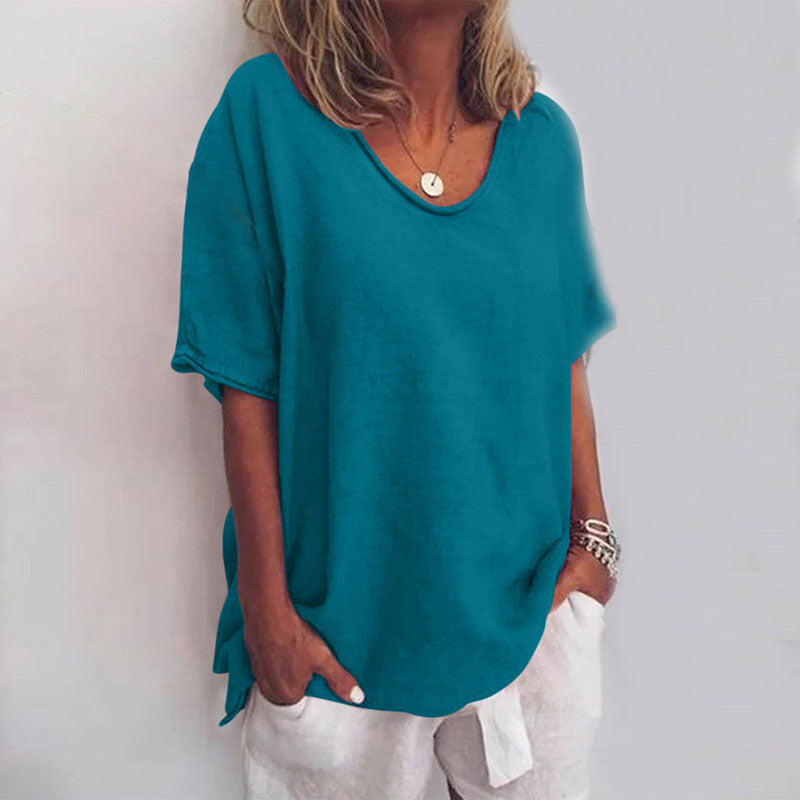 Ruby | Oversized V Neck Relaxed Summer Blouse