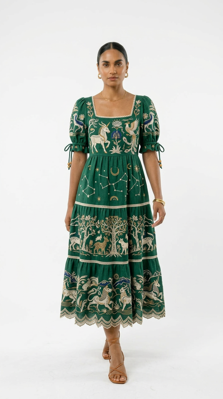 Stacy | Breathable Embroidered Boho Midi Dress