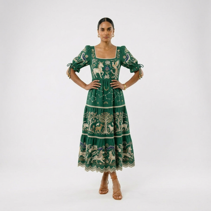 Stacy | Breathable Embroidered Boho Midi Dress