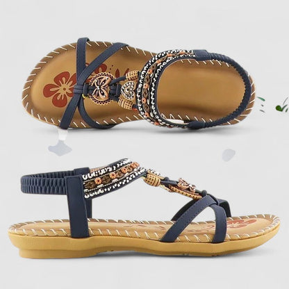Zuri | Beaded Boho Charm Flat Comfort Toe Sandals