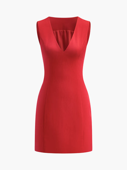 Nadia | Deep V Neck Linen Sleeveless Sundress