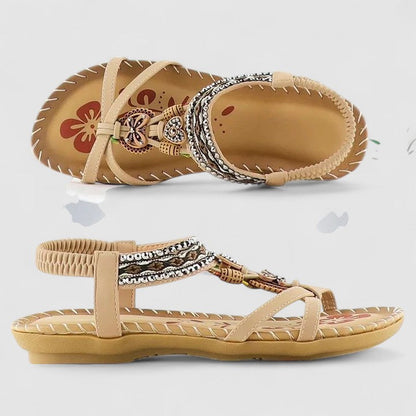 Zuri | Beaded Boho Charm Flat Comfort Toe Sandals